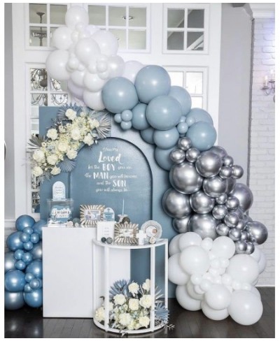 Metallic Chrome Silver Balloons 100 PCS 18 12 5inch Helium Shiny Balloons Silver Latex Party Balloons Garland Arch Kit for Bo...