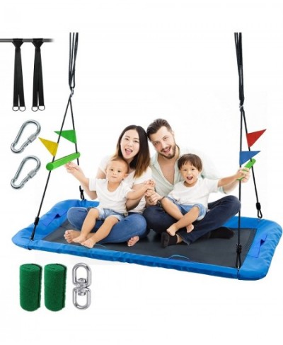 Rectangular Swing Platform Tree Swing 60'' Outdoor Platform Swing with Iron Handles Waterproof Platform Swing 700 lbs for Bac...