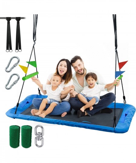 Rectangular Swing Platform Tree Swing 60'' Outdoor Platform Swing with Iron Handles Waterproof Platform Swing 700 lbs for Bac...