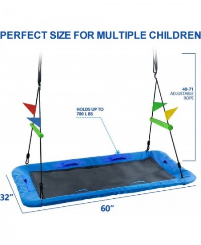 Rectangular Swing Platform Tree Swing 60'' Outdoor Platform Swing with Iron Handles Waterproof Platform Swing 700 lbs for Bac...