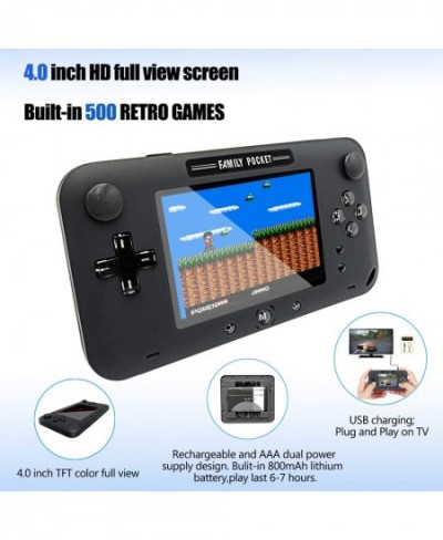 Handheld Games for Kids Built-in 500 Retro FC Video Games - 4 Inch Portable Video Games Player Support TV/AV Output & Two Pla...