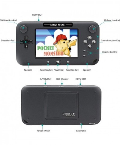 Handheld Games for Kids Built-in 500 Retro FC Video Games - 4 Inch Portable Video Games Player Support TV/AV Output & Two Pla...