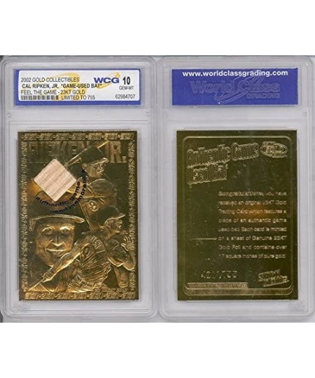 Cal Ripken JR 2002 Game Used Bat 23KT Gold Card Limited /755 Graded GEM Mint 10 $25.72 - Trading Cards & Accessories