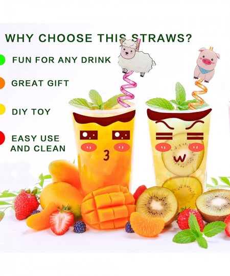 24Pcs Farm Animal Birthday Party Favors Reusable Drinking Straws 6 Designs Farm Party Supplies with 2 Cleaning Brush $26.69 -...