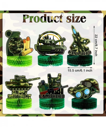 6 Pieces Army Military Honeycomb Centerpieces Tank Camouflage Party Decorations Supplies 3D Birthday Theme Cakes Balls Table ...