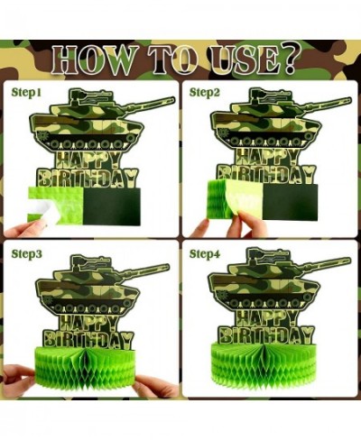 6 Pieces Army Military Honeycomb Centerpieces Tank Camouflage Party Decorations Supplies 3D Birthday Theme Cakes Balls Table ...