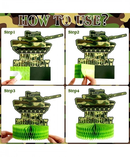 6 Pieces Army Military Honeycomb Centerpieces Tank Camouflage Party Decorations Supplies 3D Birthday Theme Cakes Balls Table ...