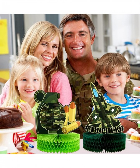 6 Pieces Army Military Honeycomb Centerpieces Tank Camouflage Party Decorations Supplies 3D Birthday Theme Cakes Balls Table ...