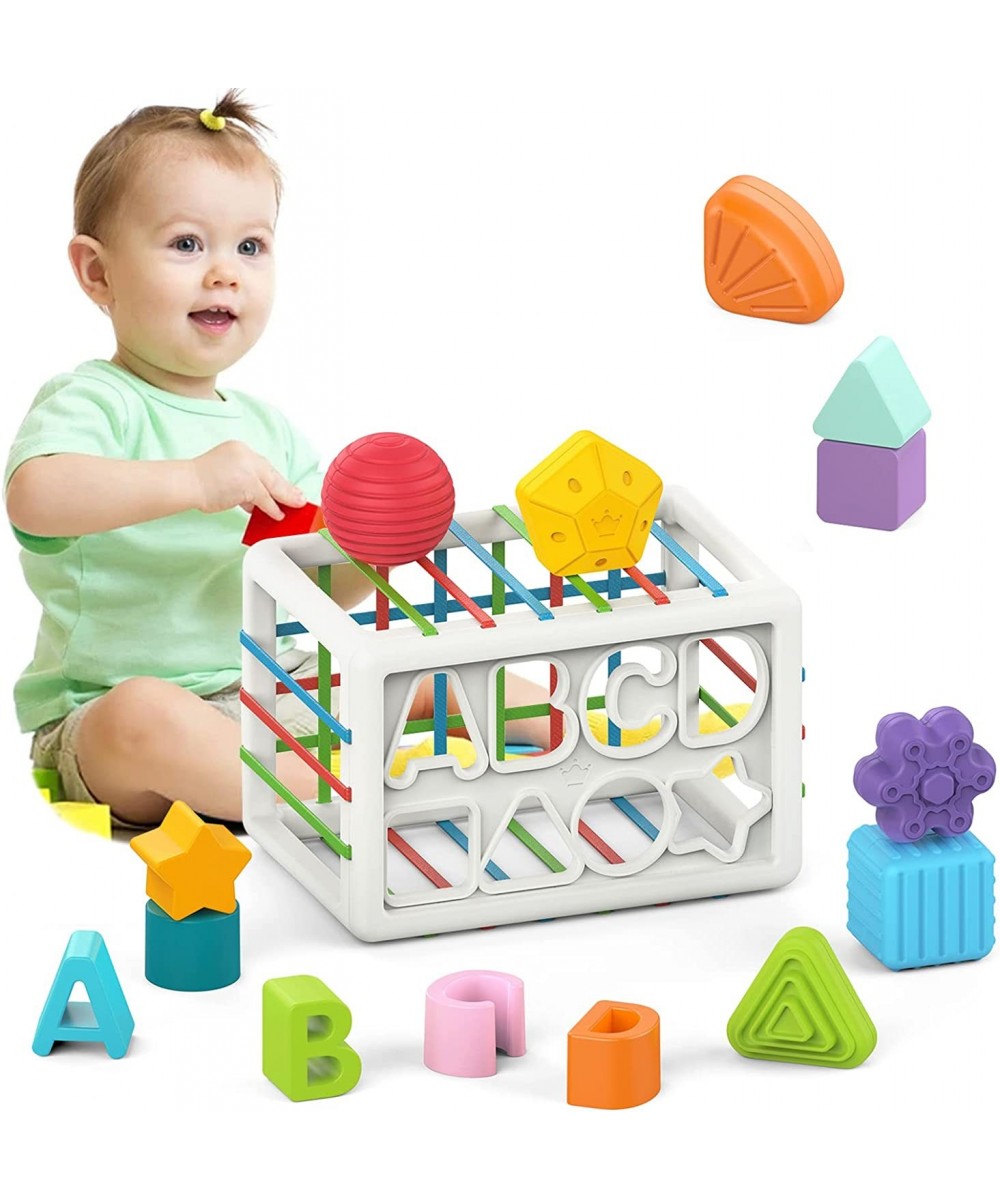 Montessori Toys for 1 Year Old Upgrade Baby Shape Sorter Toys with Elastic Bands Sensory Shape Building Blockse Fine Motor Sk...