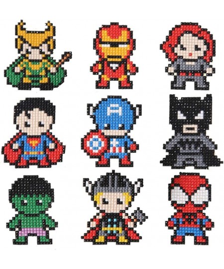 9 Pieces Diamond Painting Sticker Kit Mosaic Sticker Art Kit Superhero Pattern Suitable for Children Beginners Boys and Girls...