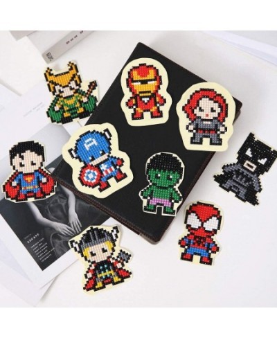 9 Pieces Diamond Painting Sticker Kit Mosaic Sticker Art Kit Superhero Pattern Suitable for Children Beginners Boys and Girls...