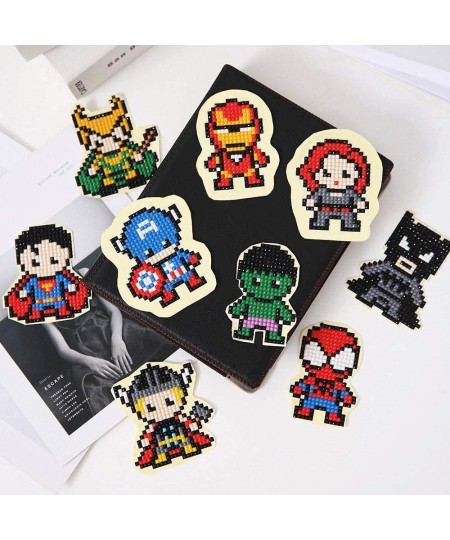 9 Pieces Diamond Painting Sticker Kit Mosaic Sticker Art Kit Superhero Pattern Suitable for Children Beginners Boys and Girls...