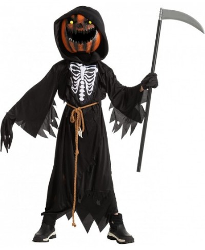 Child Boy Scarecrow Pumpkin Reaper costume and Kids Pumpkin Head for Halloween Cosplay Role Playing $50.08 - Kids' Costumes