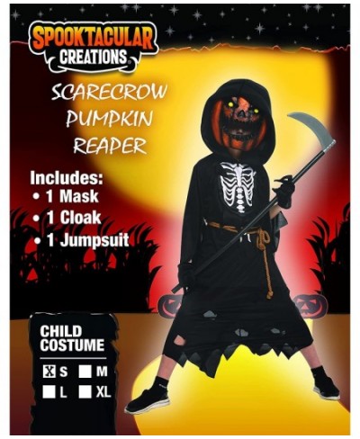 Child Boy Scarecrow Pumpkin Reaper costume and Kids Pumpkin Head for Halloween Cosplay Role Playing $50.08 - Kids' Costumes