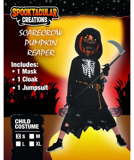 Child Boy Scarecrow Pumpkin Reaper costume and Kids Pumpkin Head for Halloween Cosplay Role Playing $50.08 - Kids' Costumes