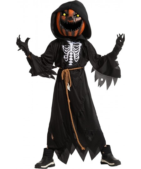 Child Boy Scarecrow Pumpkin Reaper costume and Kids Pumpkin Head for Halloween Cosplay Role Playing $50.08 - Kids' Costumes