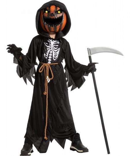 Child Boy Scarecrow Pumpkin Reaper costume and Kids Pumpkin Head for Halloween Cosplay Role Playing $50.08 - Kids' Costumes