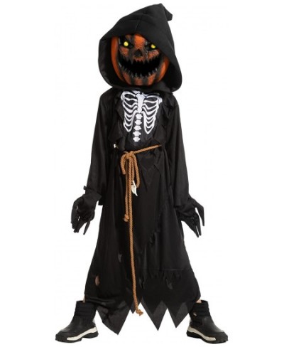 Child Boy Scarecrow Pumpkin Reaper costume and Kids Pumpkin Head for Halloween Cosplay Role Playing $50.08 - Kids' Costumes