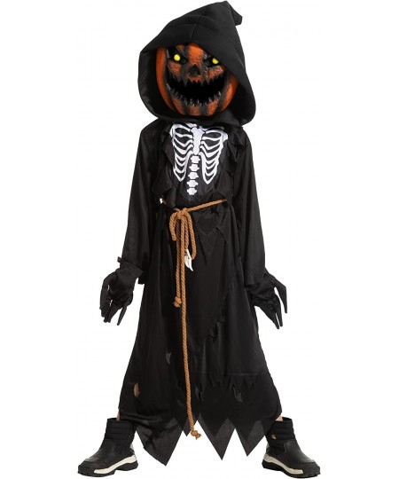 Child Boy Scarecrow Pumpkin Reaper costume and Kids Pumpkin Head for Halloween Cosplay Role Playing $50.08 - Kids' Costumes