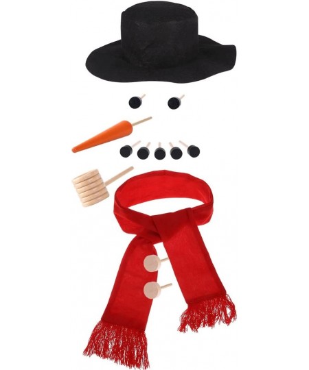 13Pcs Christmas Snowman Decorating Kit Snowman Making Kit Winter Outdoor Decoration Snowman Hat Scarf Pipe Eyes Mouth Button ...