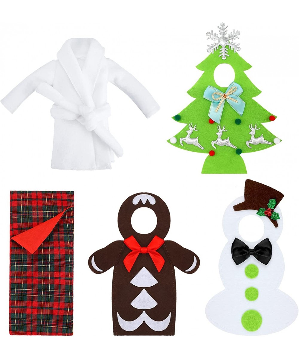 5 Pieces Christmas Elf Accessories Elf Doll Costume Lovely Snowman Gingerbread Man Christmas Tree Couture Outfits and 1 Elf D...