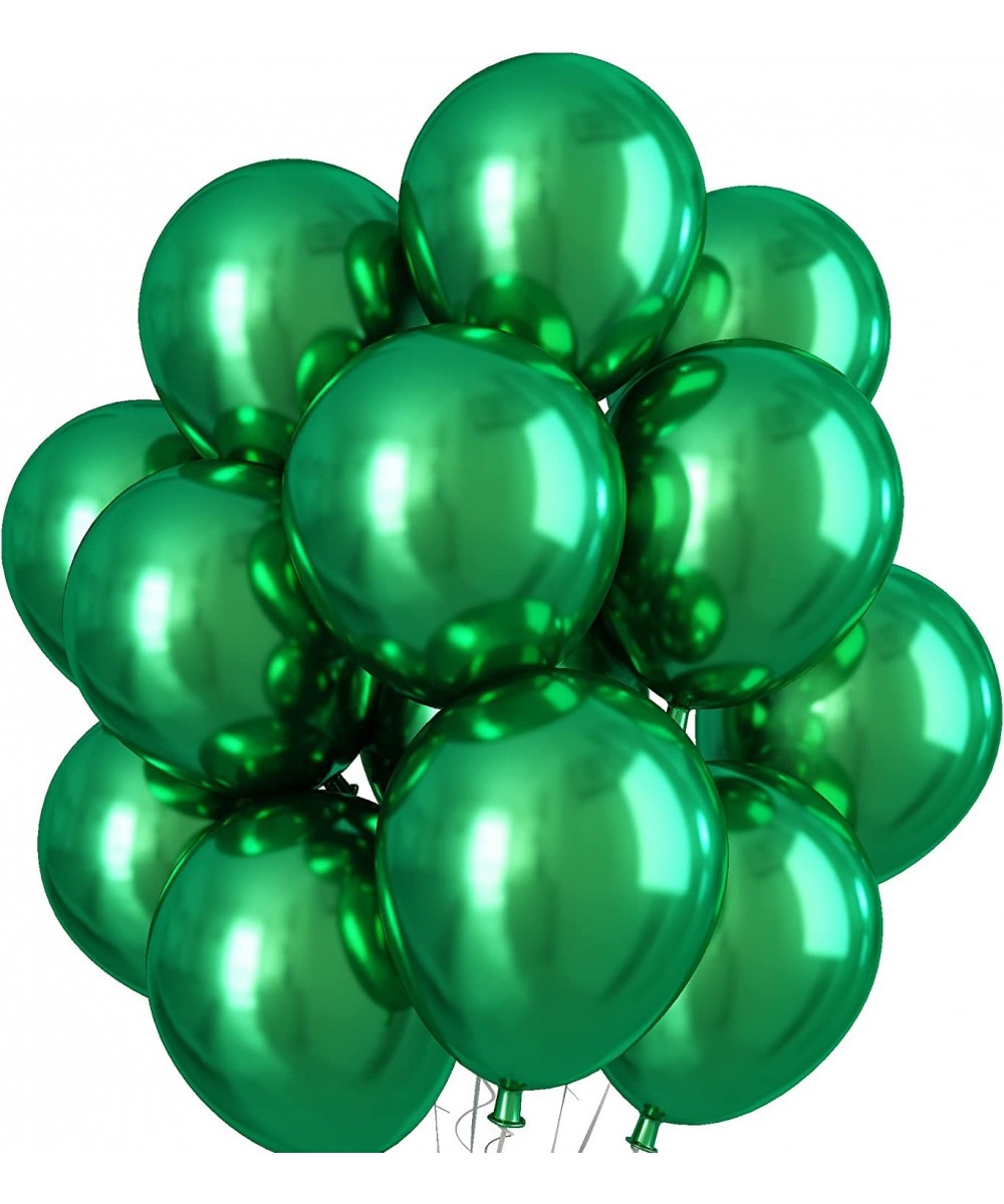 Chrome Green Balloons 12 Inch Double-Layered Metallic Dark Green Balloons Shiny Thick Chrome Metallic Dark Green Latex Helium...