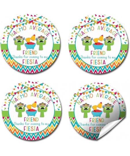 Nacho Average Party Chips Dip & Taco Fiesta Birthday Thank You Sticker Labels for Kids 40 2" Party Circle Stickers by AmandaC...