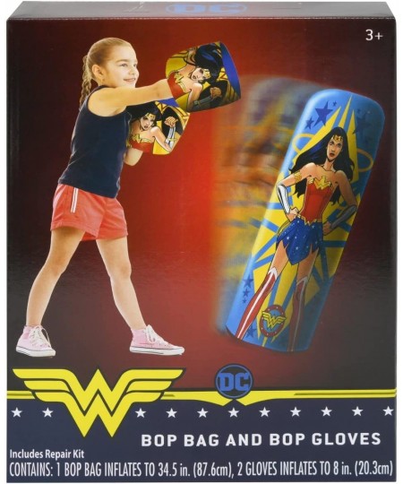 Wonder Woman Punching Bag with Gloves for Kids - Freestanding Inflatable Boxing Bag Indoor and Outdoor Kids Bop Bag Toy for E...