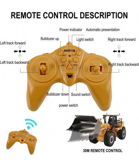 Remote Control Front Loader 9 Channel Bulldozer Toy RC Construction Vehicles Truck 2.4Ghz Remote Control Bulldozer 4WD Shovel...