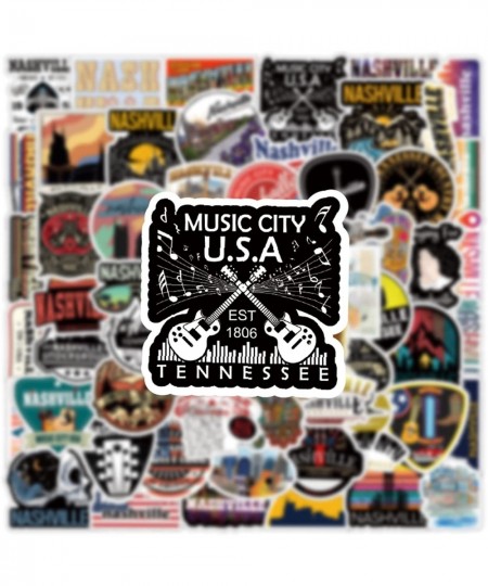 62Pcs Nashville Tennessee Stickers Pack Music City USA State Travel Aesthetic Vinyl Waterproof Sticker Decals for Water Bottl...