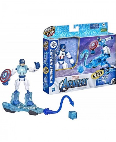 Marvel Bend and Flex Missions Captain America Ice Mission Figure 6-Inch-Scale Bendable Toy with 2-in-1 Accessory Ages 4 and U...