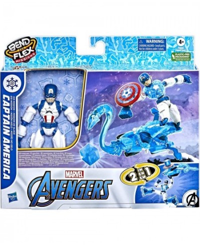 Marvel Bend and Flex Missions Captain America Ice Mission Figure 6-Inch-Scale Bendable Toy with 2-in-1 Accessory Ages 4 and U...