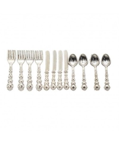 1/12 Scale Mini Fork Spoon Knife Set Metal Tableware Dollhouse Kitchen Furniture Supply 12Pcs $14.59 - Dollhouse Accessories