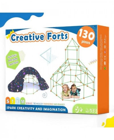 Kids-Fort-Building-Kit-130 Pieces-Creative Fort Toy for 5 6 7 8 Years Old Boy & Girls-STEM Building Toys DIY Castles Tunnels ...