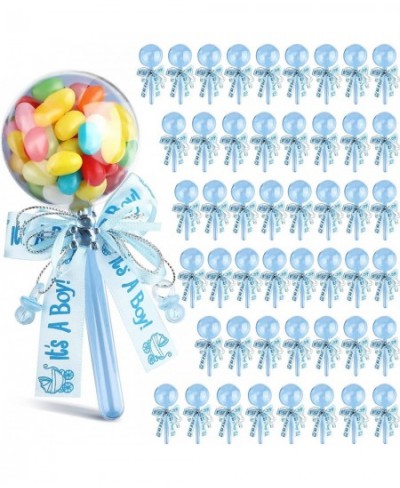 48 Pieces Fillable Baby Rattle Party Favors Baby Shower Favors Baby Candy Box Fillable Lollipop Candy Box with Ribbon Bow for...