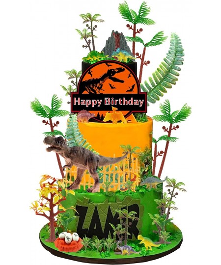 46 PCS Dinosaur Toy Model Trees Set Dinosaur Cake Toppers Dinosaur Figures Cake Decoration for Boy Girl Birthday Baby Shower ...