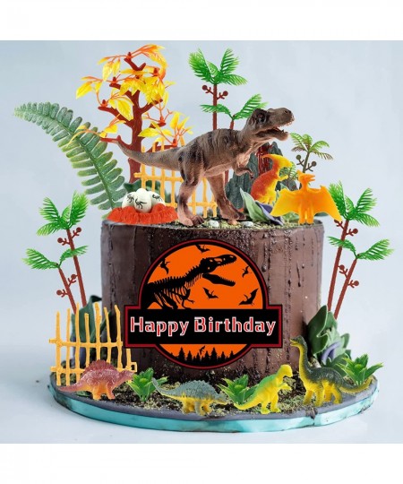 46 PCS Dinosaur Toy Model Trees Set Dinosaur Cake Toppers Dinosaur Figures Cake Decoration for Boy Girl Birthday Baby Shower ...