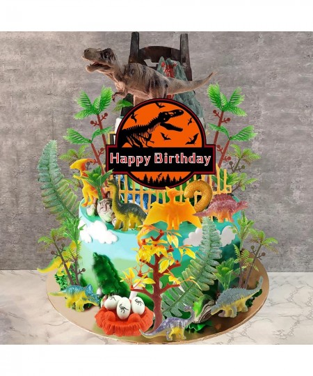 46 PCS Dinosaur Toy Model Trees Set Dinosaur Cake Toppers Dinosaur Figures Cake Decoration for Boy Girl Birthday Baby Shower ...