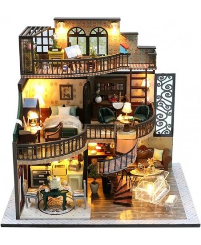 DIY Dollhouse Miniature Kit with Furniture 3D Wooden Miniature House 1:24 Scale Miniature Dolls House kit with Dust Cover and...