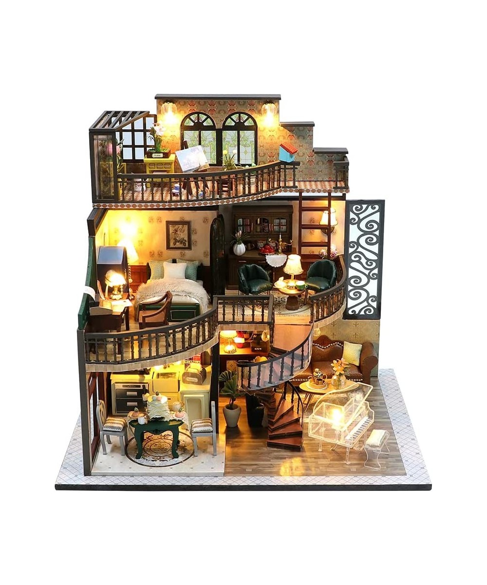 DIY Dollhouse Miniature Kit with Furniture 3D Wooden Miniature House 1:24 Scale Miniature Dolls House kit with Dust Cover and...