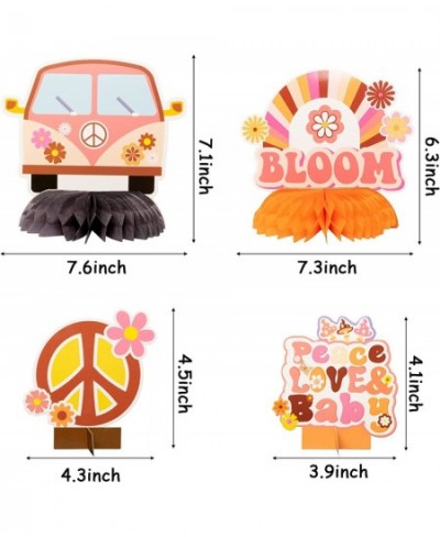 12Pcs Groovy Retro Hippie Boho Themed Honeycomb Centerpieces Table Toppers for Baby Girls Daisy Flower Rainbow Peace Sign Pho...