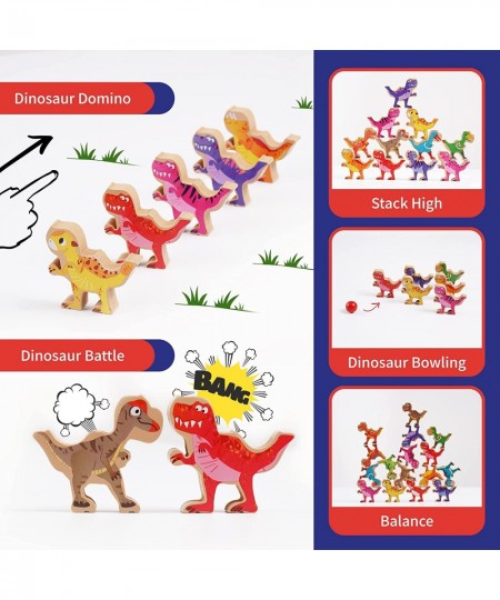 Wooden Stacking Dinosaur Toys for Kids 3-5 Wooden Montessori Toys for Boys Girls 2 3 4 Year Old Dinosaur Toys Christmas and B...