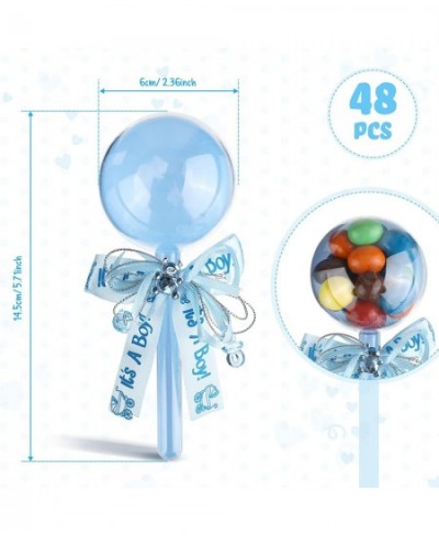 48 Pieces Fillable Baby Rattle Party Favors Baby Shower Favors Baby Candy Box Fillable Lollipop Candy Box with Ribbon Bow for...