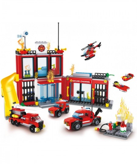 City Fire Department Building kit Children's Fun Firefighter Toy Building kit Cool Toy fire Truck Toy fire Extinguisher 6-12 ...