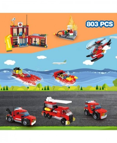 City Fire Department Building kit Children's Fun Firefighter Toy Building kit Cool Toy fire Truck Toy fire Extinguisher 6-12 ...