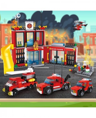 City Fire Department Building kit Children's Fun Firefighter Toy Building kit Cool Toy fire Truck Toy fire Extinguisher 6-12 ...