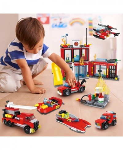 City Fire Department Building kit Children's Fun Firefighter Toy Building kit Cool Toy fire Truck Toy fire Extinguisher 6-12 ...