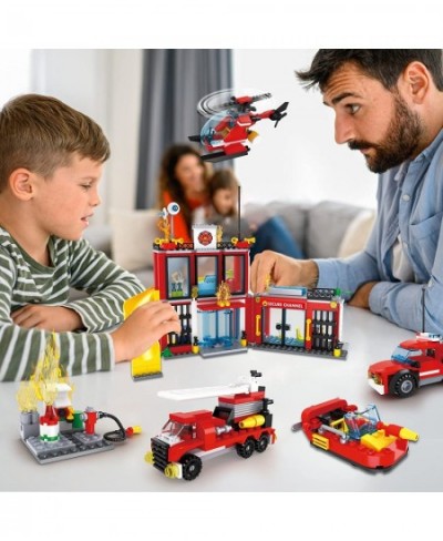 City Fire Department Building kit Children's Fun Firefighter Toy Building kit Cool Toy fire Truck Toy fire Extinguisher 6-12 ...