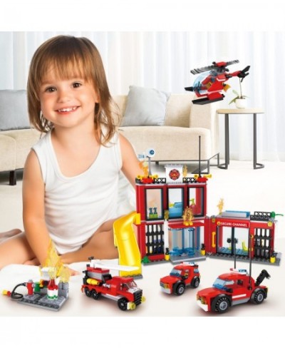 City Fire Department Building kit Children's Fun Firefighter Toy Building kit Cool Toy fire Truck Toy fire Extinguisher 6-12 ...