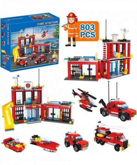 City Fire Department Building kit Children's Fun Firefighter Toy Building kit Cool Toy fire Truck Toy fire Extinguisher 6-12 ...